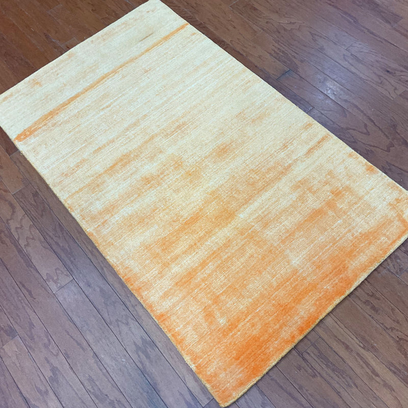 Tapis en soie noué à la main, Rectangulaire 3 pi x 5 pi
