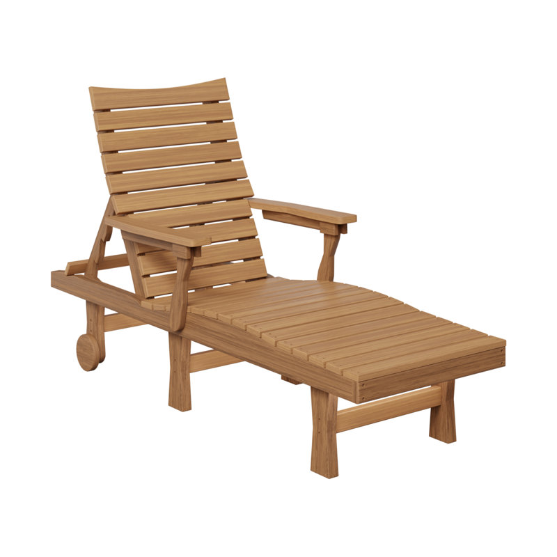 Bristol Outdoor Chaise Lounge, Natural Teak Top/Antique Mahogany Base