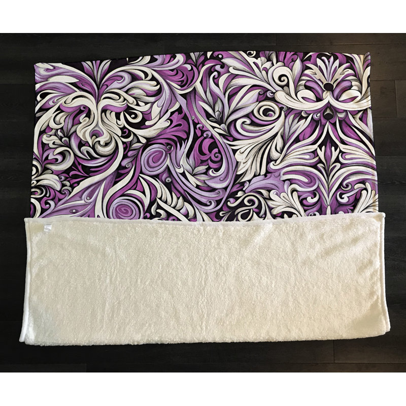 Jeté Richart, L 68 po x L 80 po, Abstrait / Demask, Mauve/blanc