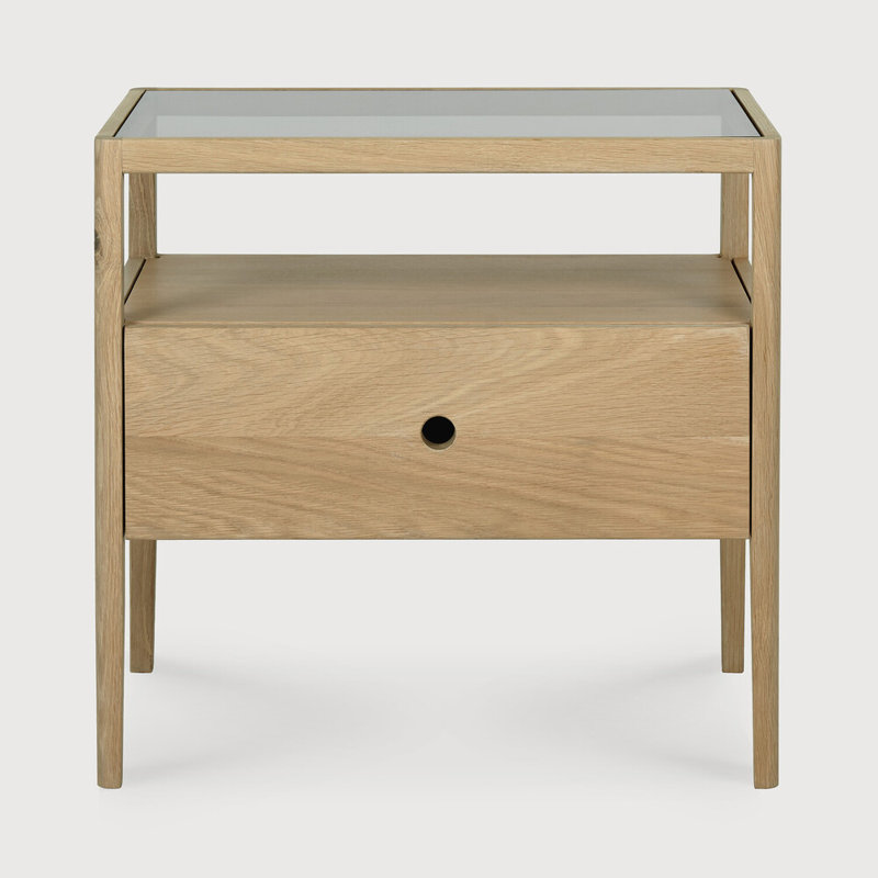 Spindle 1 - Drawer Solid Wood Nightstand, Natural