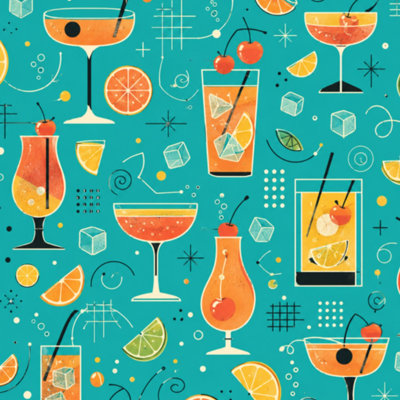 Peel and Stick Wallpaper Retro 1950S Mid Century Cocktail Martini Cocktail Glasses Contact Paper Removable Self Adhesive Wall Mural Wall Decor for Bedroom Kitchen Cabinets 17.7in x 118in