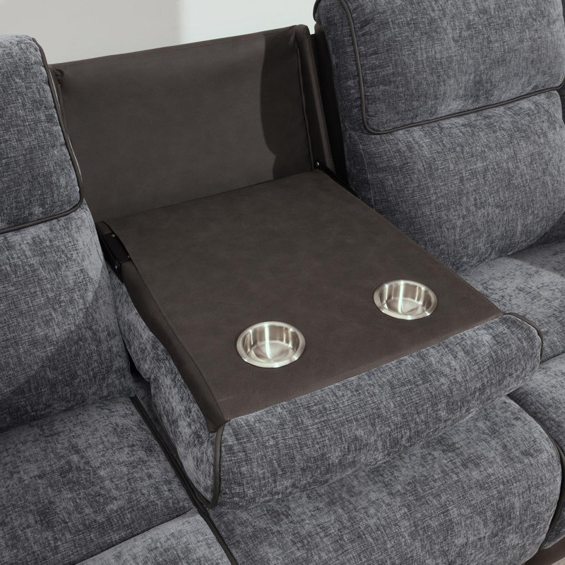 Canapé gris avec table rabattable