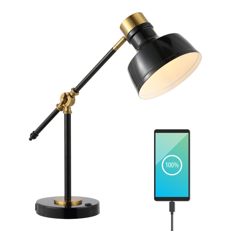 Lampe de bureau Knollwood, Noir / laiton or, Noir