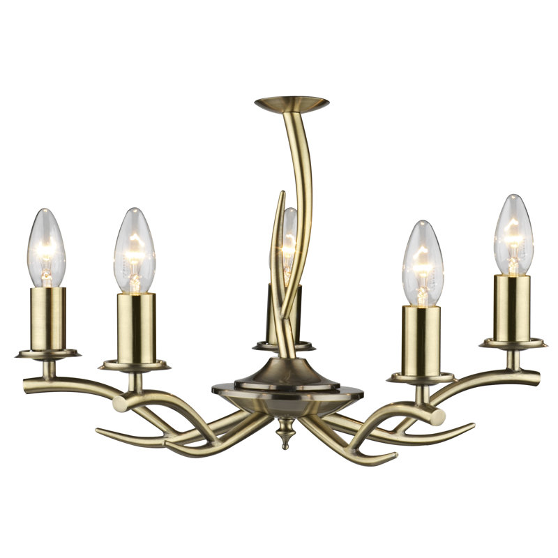 Brooklyn 5 - Light Candle Style Chandelier, Antique Brass