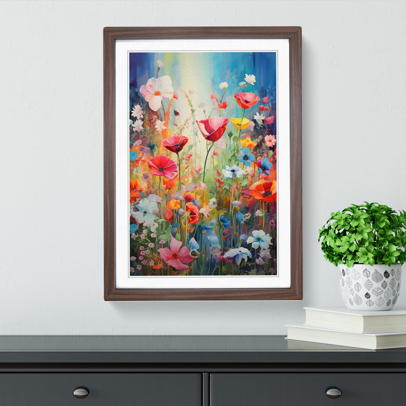 Wildflowers Art Informel Art - Framed Print, 46cm H x 34cm W, Walnut Framed