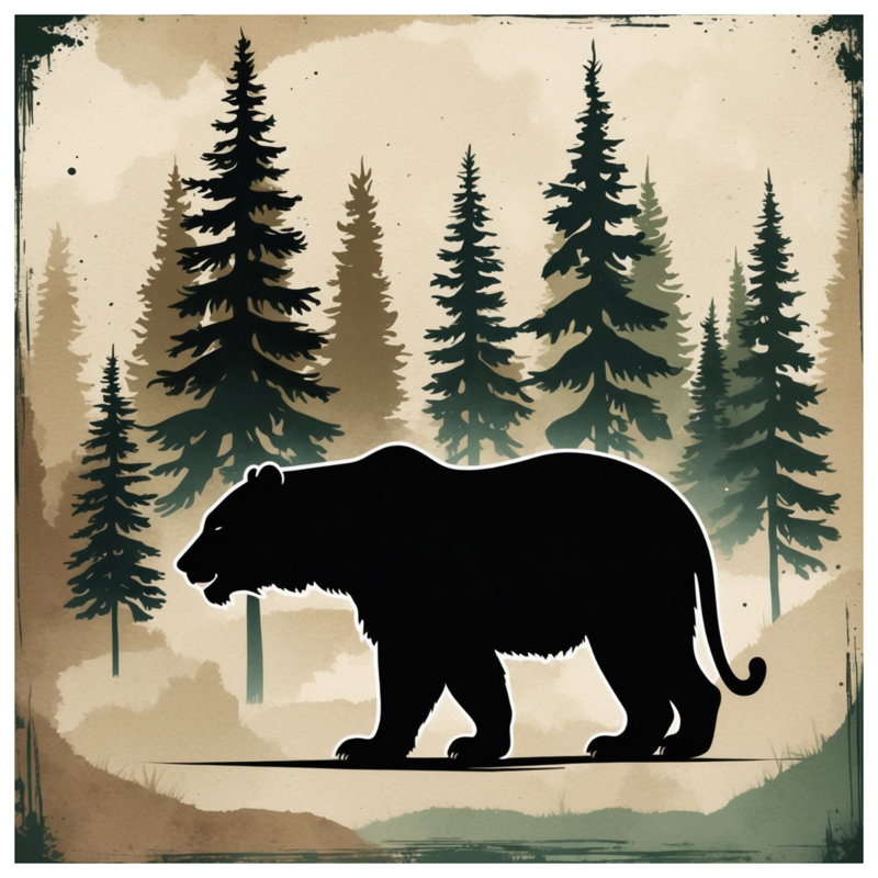 Tapisserie murale «Bear in Forest» - Décoration murale ours, H 50 po x l 60 po avec 4 œillets