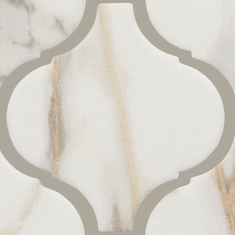 Itona 3" x 3" Ceramic Arabesque Mosaic in Matte (10 PC per Carton) (7.40 SQFT per Carton), Calacatta Venecia