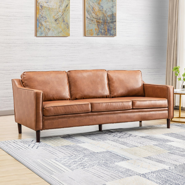 Latitude Run® Berend 80'' Vegan Leather Upholstery Square Arm Sofa With ...