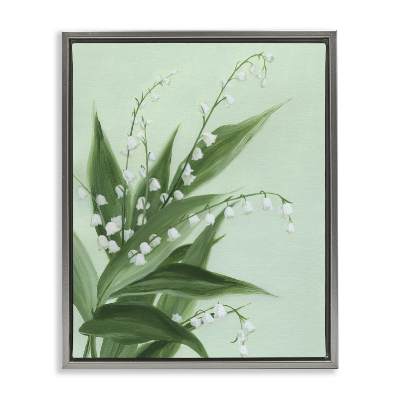 Cadre flottant Verdant Lily Of Valley, design par Grace Popp, H 31 po x l 25 po, Cadre flottant gris lustré
