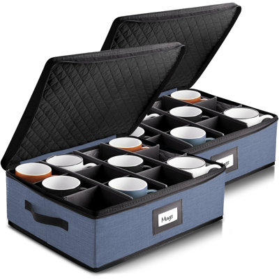 Hard Shell Mugs Storage Box with Dividers