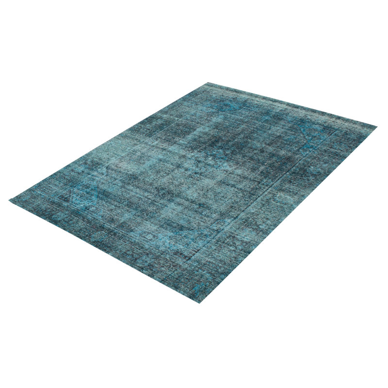 Tapis turquoise à transition de couleur 6 pi 4 po x 9 pi 0 po
