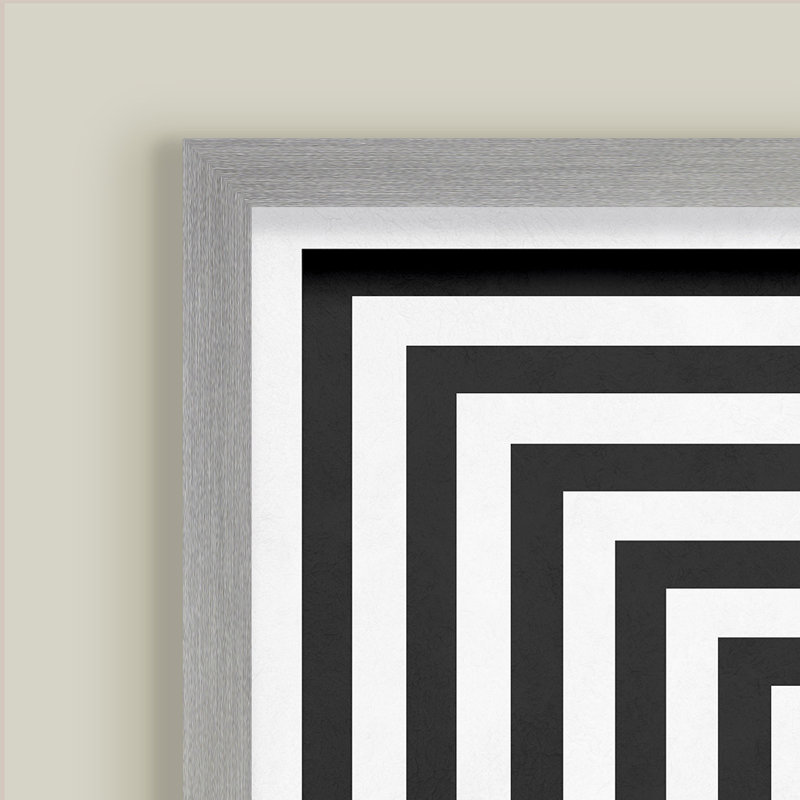 "Lignes noires et blanches", art texturé encadré, Argent argent, H 24 po x l 18 po