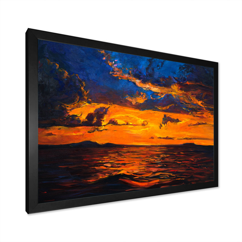 Mistik Sunset Ocena - reproduction d'art sur toile, Cadre photo noir, H 8 po x l 12 po x P 1 po