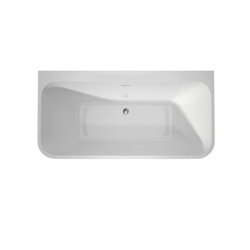 59" Rectangular Acrylic Soaking Tub, Gloss White Color, Non - Slip Design, Fiberglass Reinforcement For Long Term Durability Bathtub, Feature, Reinforced Bottom, High And Space Saving Design