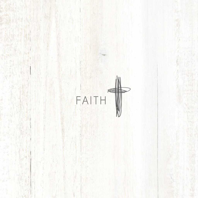 "Faith Cross", art textuel sur toile tendue, H 20 po x l 20 po