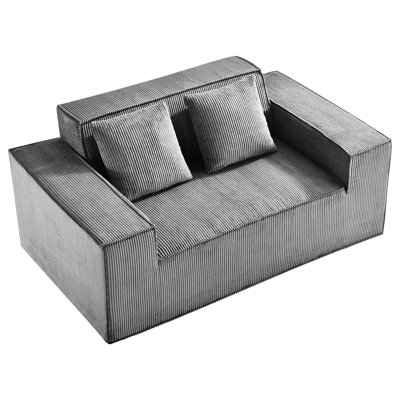 Velours côtelé 63 po, 2 sièges, tissu peau, sans assemblage, confortable pour les petits espaces de salon