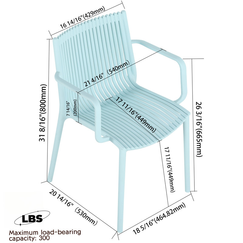 Ensemble de 4 chaises longues modernes PP, Bleu
