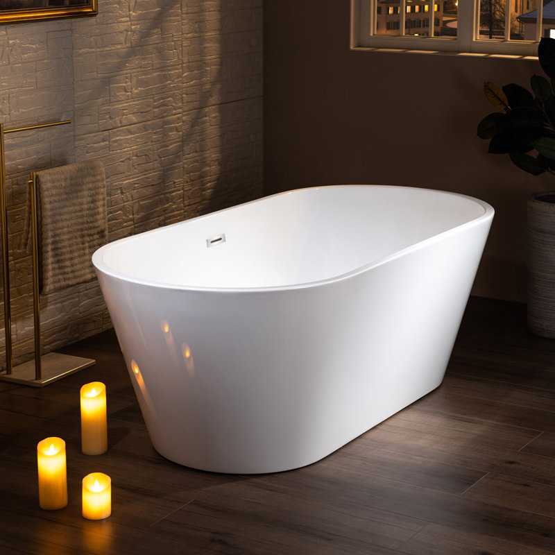 67'' x 31.5'' Soaking Acrylic Bathtub, Chrome