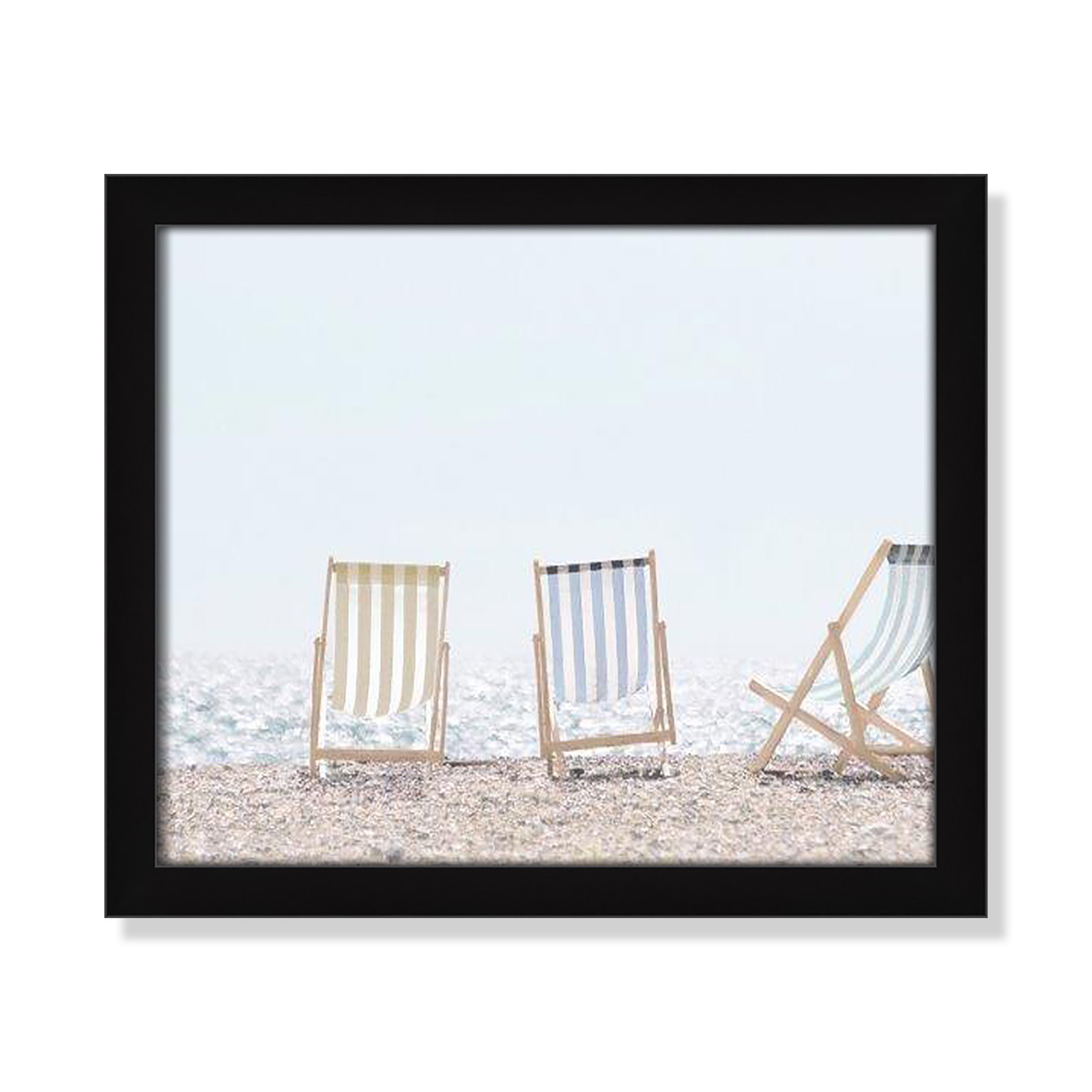 Adriatica "Beach Chairs" Print by Leah Straatsma, 13" H x 15" W x 1.25" D, Satin Black