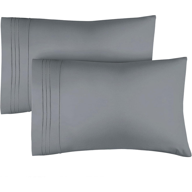 Microfiber Pillowcase Set of 2, Soft Double Brushed Pillow Covers, Breathable & Easy Care, Queen, Steel Blue