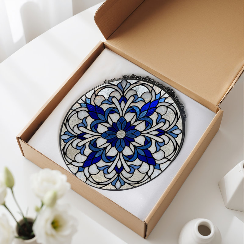 Panneau de vitrail floral 12 "H 12", H 12 po x l 12 po