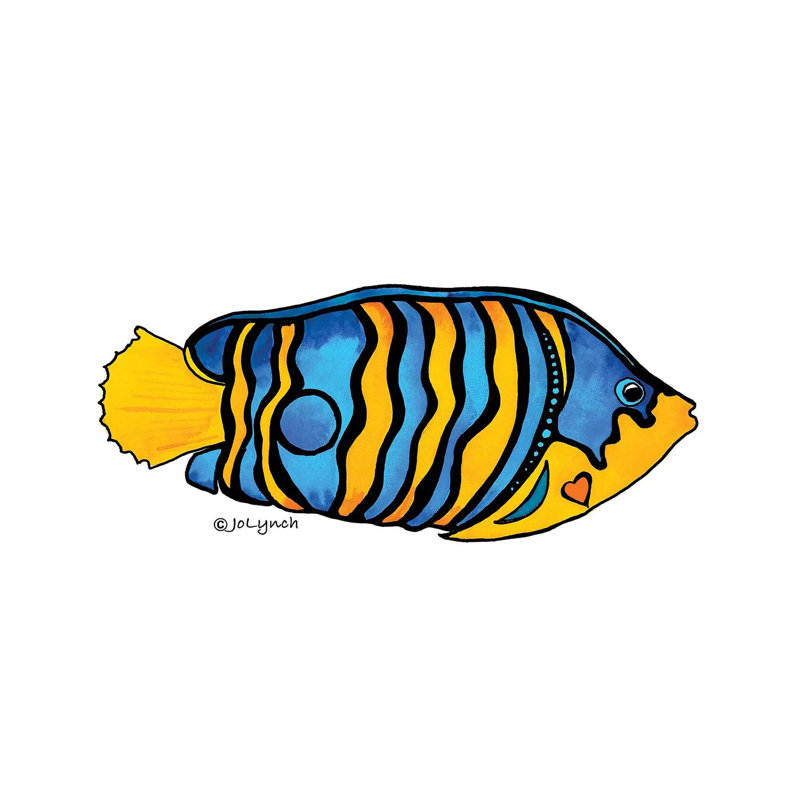 Fish Blue Yellow Stripe II by Jo Lynch - Wrapped Canvas Gallery-Wrapped Canvas Giclée