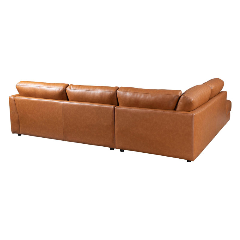Canapé modulaire Glander - Cuir cognac, Orienté à gauche (vu de face)