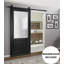 Porte de grange robuste 42 x 80 pouces Lucia 1533 Blanc soie avec verre clair, supports de rail de 8 pieds, quincaillerie robuste, portes intérieures à panneaux pleins-92265794-92265776