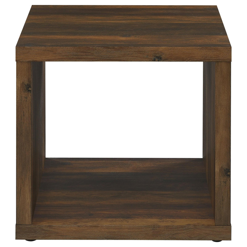 Square Engineered Wood Side End Table, Brown