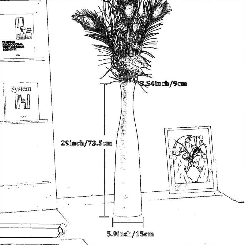 Grand vase en céramique en terre cuite 29 pouces pour vase décoratif rustique moderne Boho