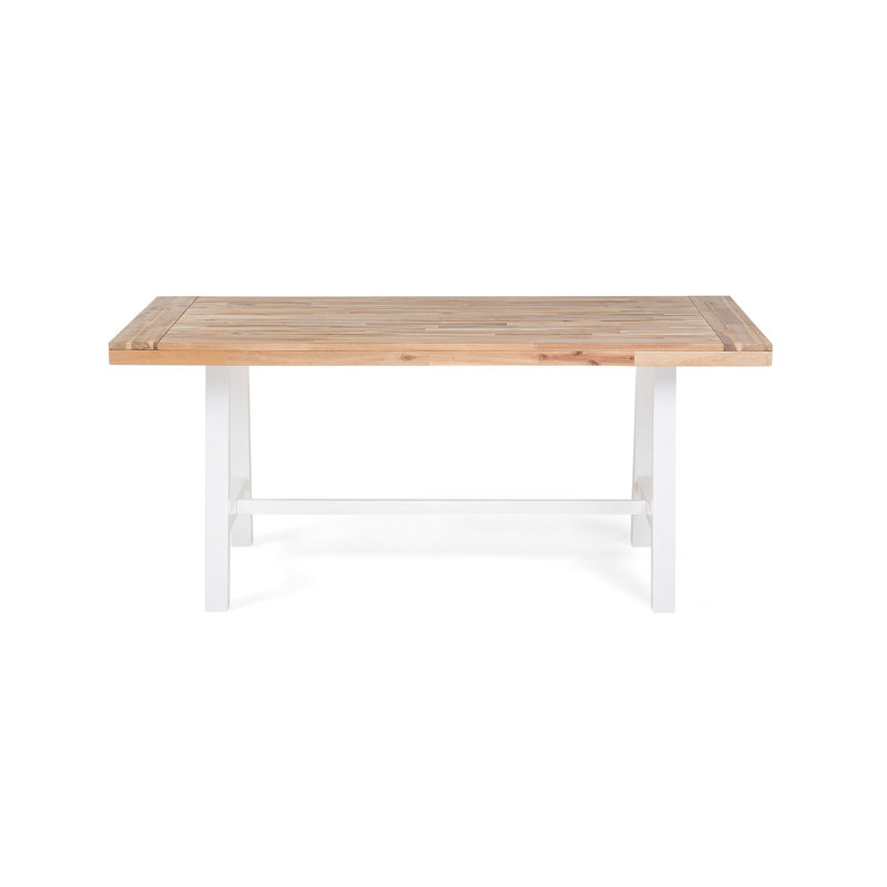Tinna Rectangular Acacia Solid Wood Outdoor Dining Table - 170 cm W 80 cm D, White