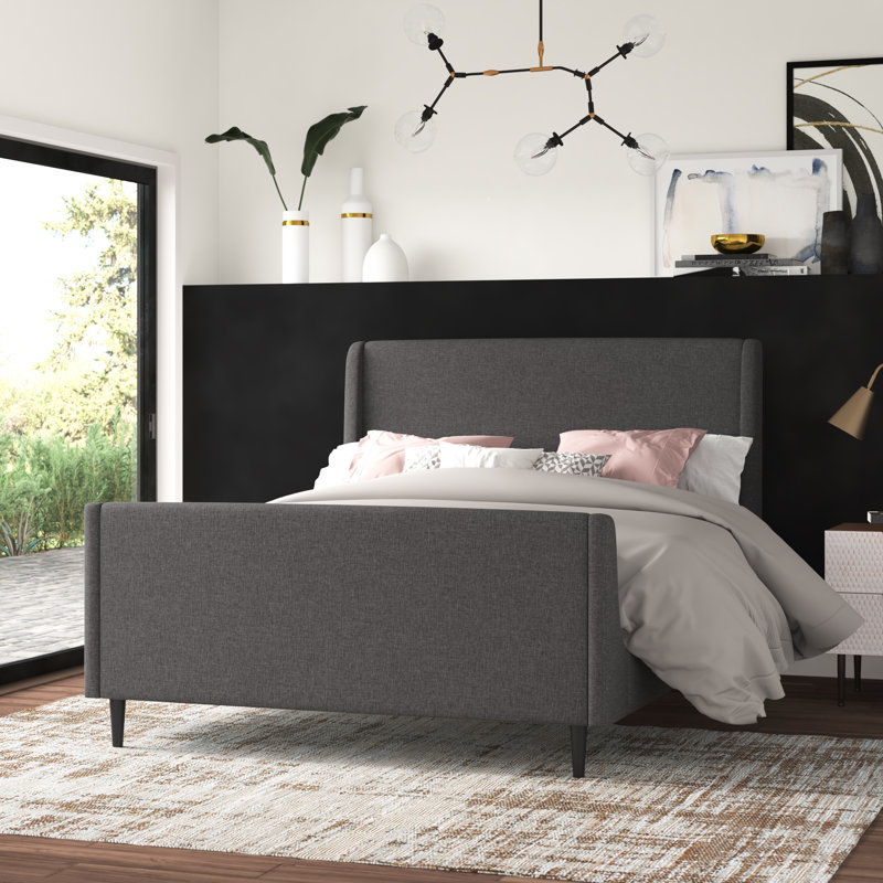 Antoinette Upholstered Wingback Bed, Queen