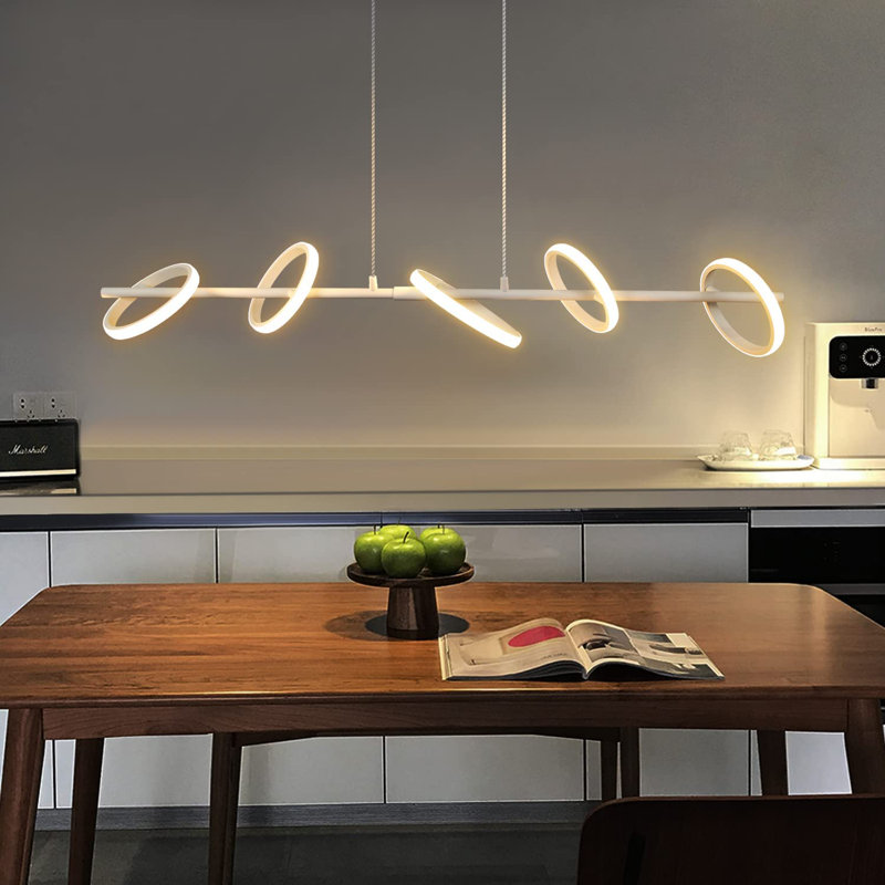 Almeria 5 - Light Kitchen Island Geometric LED Pendant, White