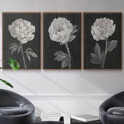 Fleurs noires et blanches I 3 pièces
