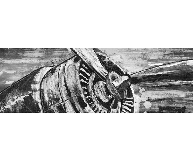 Hélice d'avion rétro - Toile encadrée noire