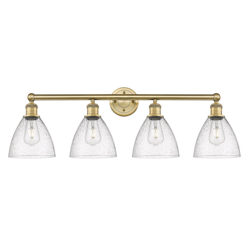 Éclairage pour meuble-lavabo en verre 4 lumières 34,5 pouces Ammamaria, Grainé, Laiton brossé
