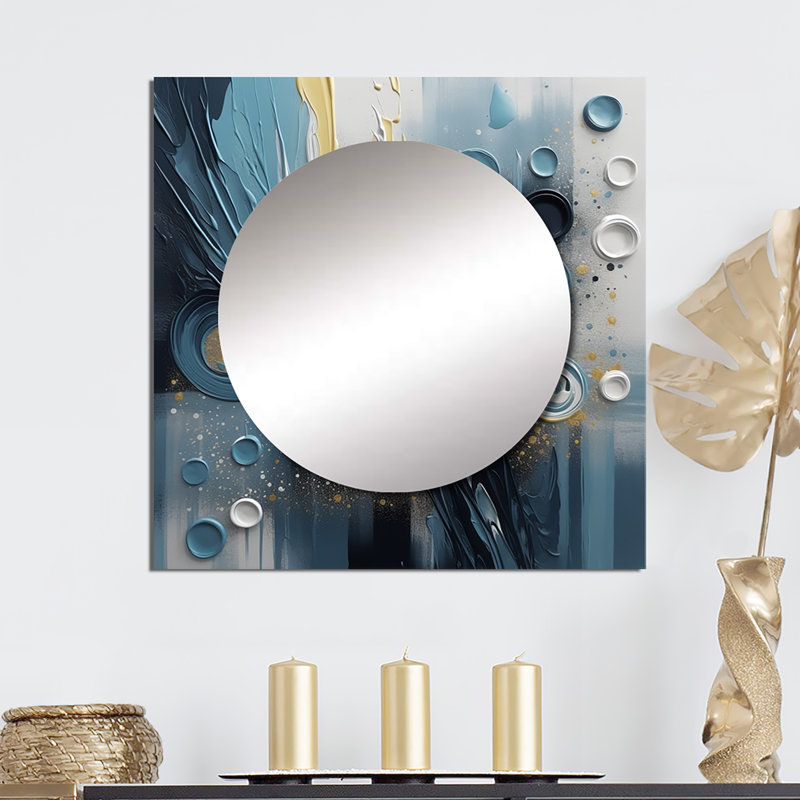 Rahmone - Grand miroir mural carré abstrait pour chambre à coucher, 23 po x 23 po