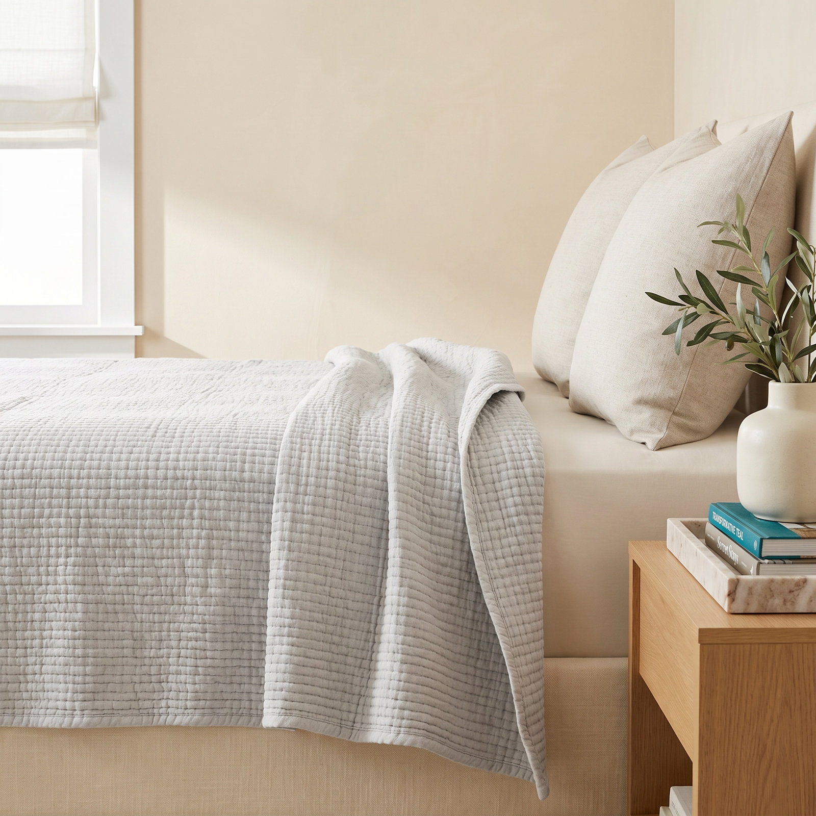 Maybell Cotton Throw Blanket, White, King
