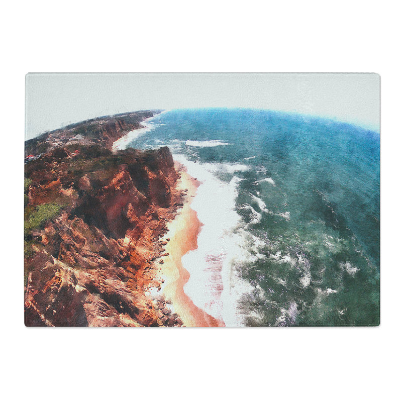 The Coast of Portugal Painting Chopping Board, 28.5cm W x 39cm L