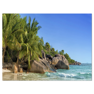 Anse lazio praslin island grand shore, reproduction de photo sur toile tendue