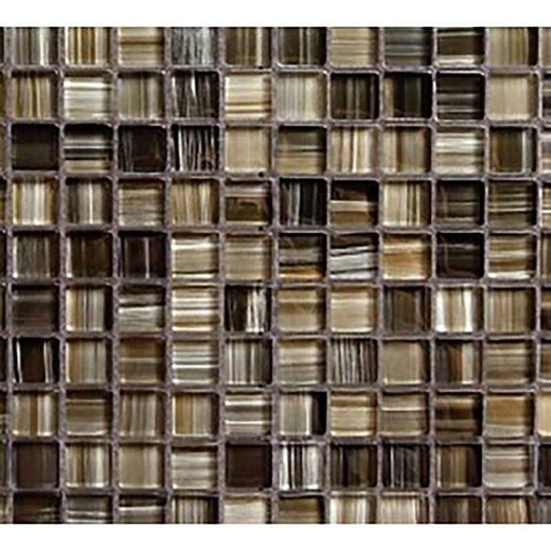 Handicraft 12 in. x 12 in. Stained Glass Straight Edge Square Mosaic Wall Pool & Floor Tile, Black Sea