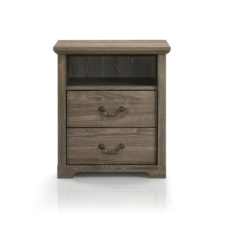 Keaton 2-Drawer Nightstand, Dark Grey