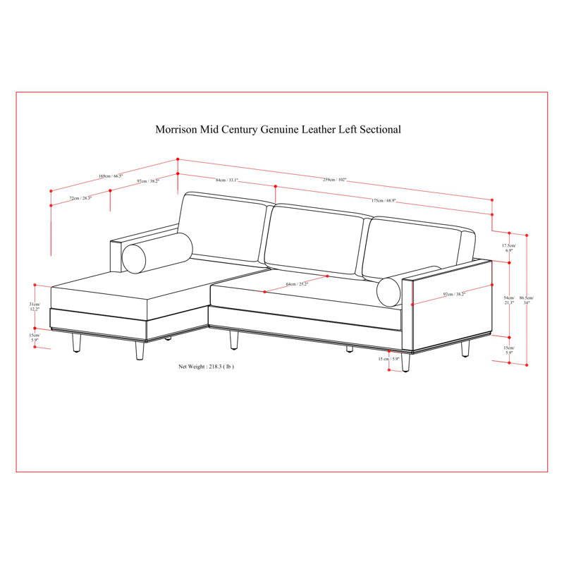 Sienna Leather L-Shaped Sectional Sofa with Ottoman