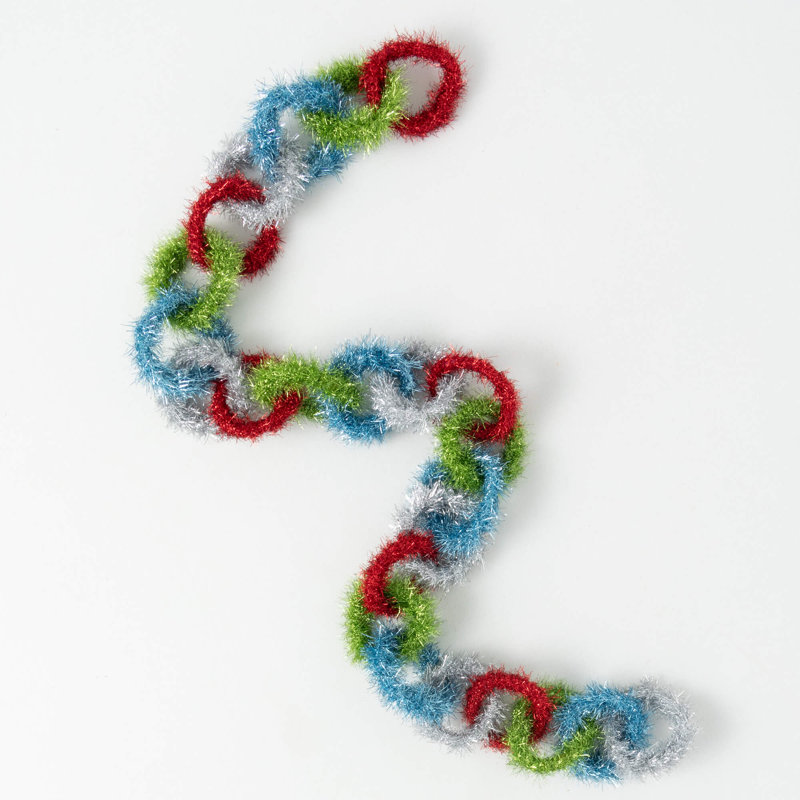 60" Christmas Blue Green Red Link Garland, Multicolor