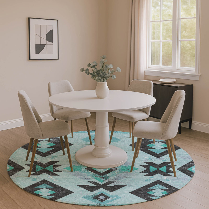 Premium Machine Washable Fairwood AMF1882 Aztec Rug, Round 8'
