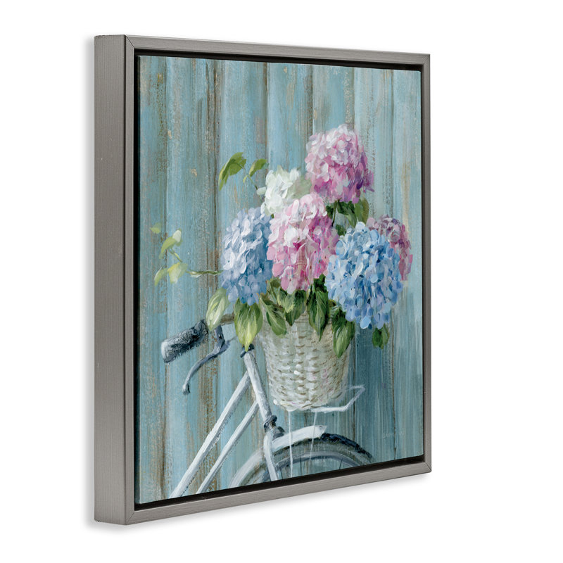 Cadre flottant Cape Cod, fleurs par Danhui Nai, Cadre flottant gris lustré, H 18 po x l 18 po