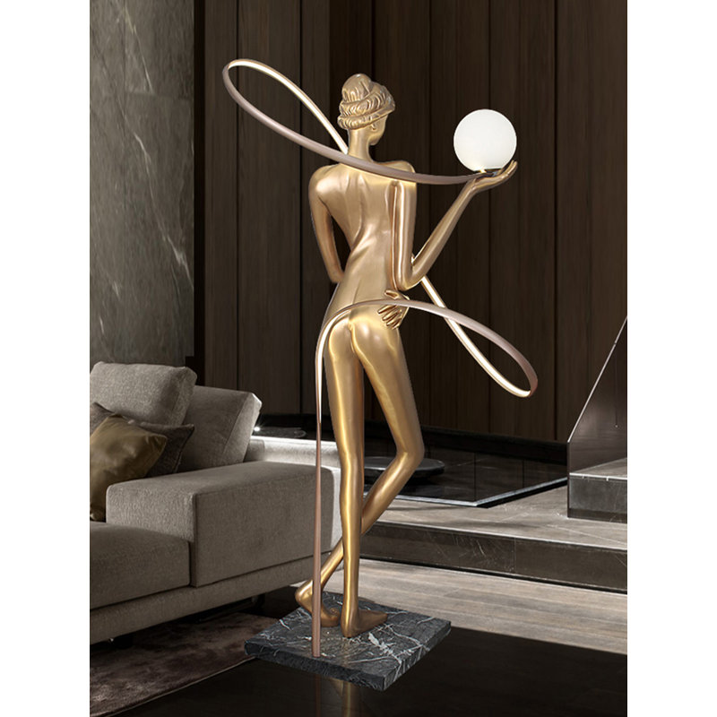 Minimalist Modern Fiberglass Resin Floor Lamp, Gold