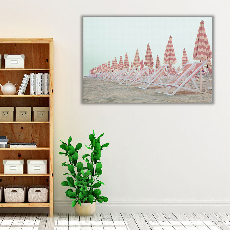 «Pink Umbrellas», reproduction d'art sur toile, H 16 po x l 24 po
