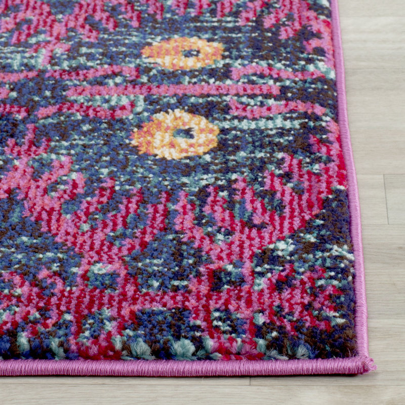 Isabea Ikat Pink Area Rug, Square 6'7"