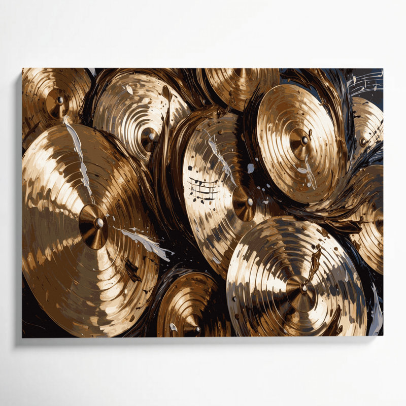 «Music Cymbals», art mural sur toile brune, H 11 po x l 14 po